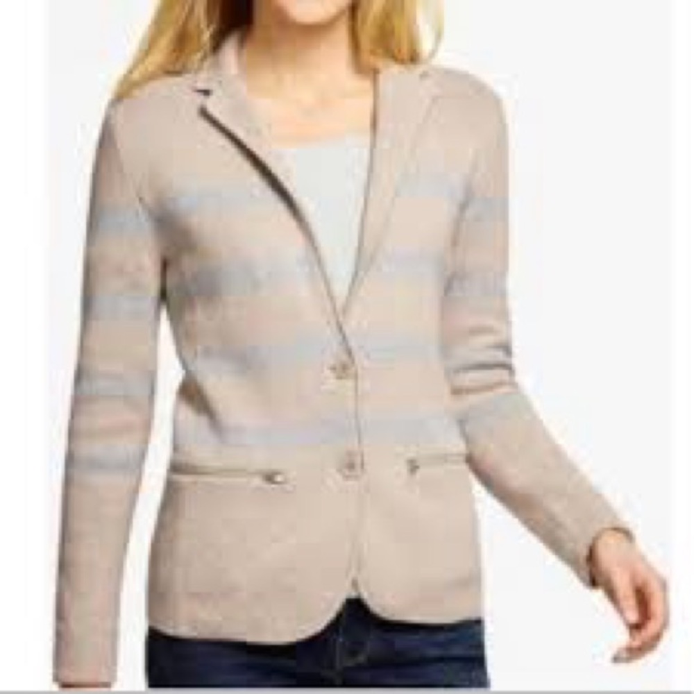 Talbots Tan and Gray Striped Women's Blazer